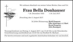 Traueranzeige Bella Donhauser