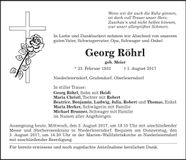 Traueranzeige Georg Röhrl