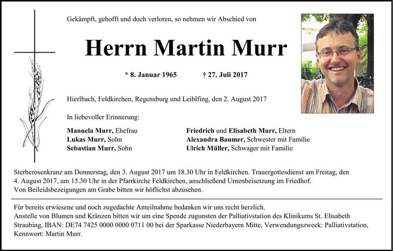 Traueranzeige Martin Murr