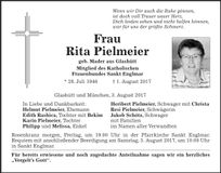 Traueranzeige Rita Pielmeier