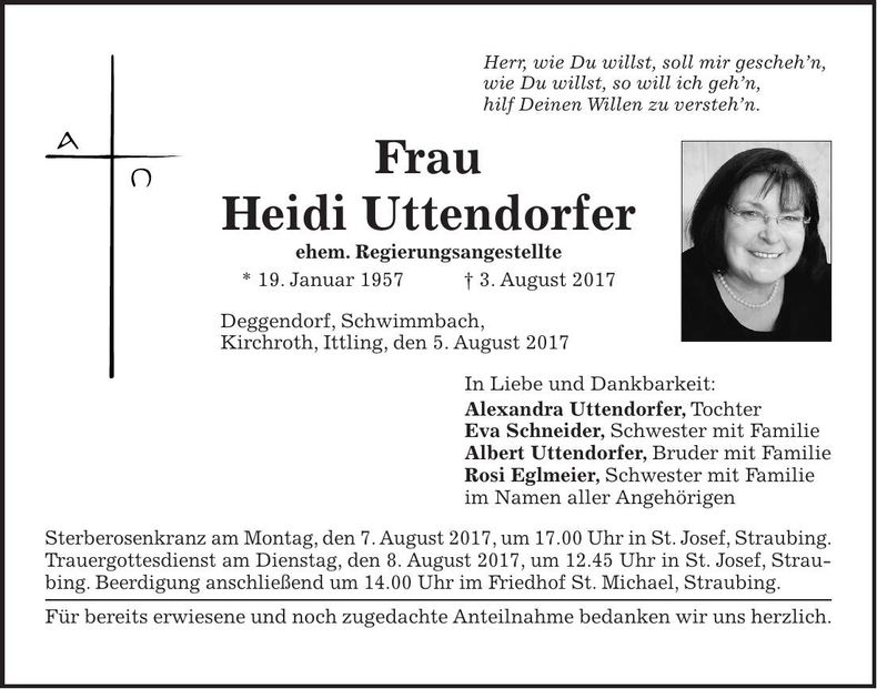 Traueranzeige Heidi Uttendorfer