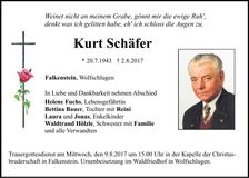 Traueranzeige Kurt Schäfer