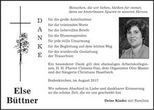 Traueranzeige Else Büttner