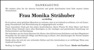 Traueranzeige Monika Strähuber