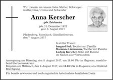 Traueranzeige Anna Kerscher