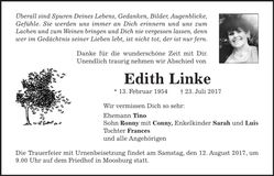Traueranzeige Edith Linke