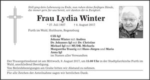 Traueranzeige Lydia Winter