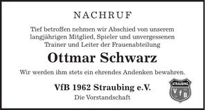Traueranzeige Ottmar Schwarz
