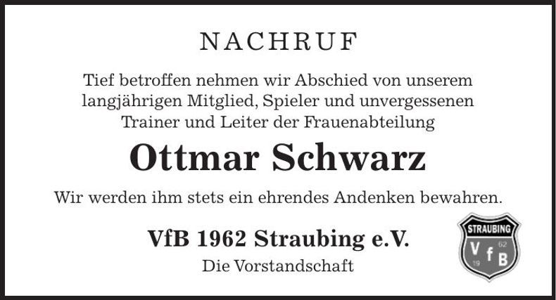 Traueranzeige Ottmar Schwarz