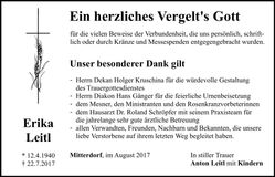Traueranzeige Erika Leitl
