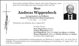 Traueranzeige Andreas Wippenbeck