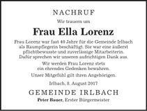 Traueranzeige Ella Lorenz