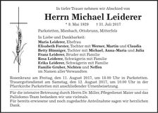 Traueranzeige Michael Leiderer