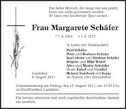 Traueranzeige Margarete Schäfer
