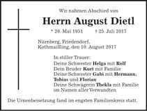Traueranzeige August Dietl