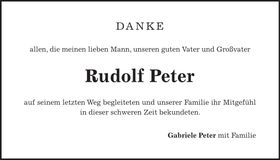 Traueranzeige Rudolf Peter