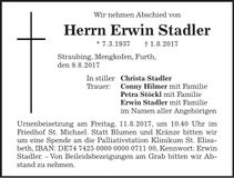 Traueranzeige Erwin Stadler