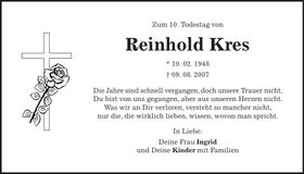 Traueranzeige Reinhold Kres