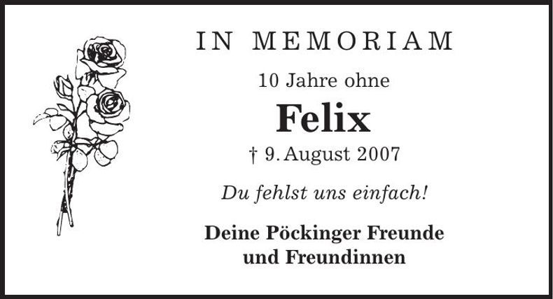 Traueranzeige Felix Böhmisch