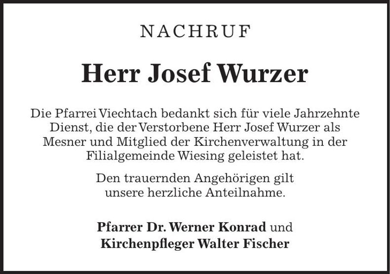 Traueranzeige Josef Wurzer