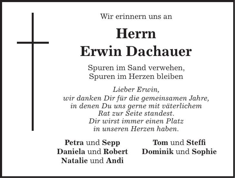 Traueranzeige Erwin Dachauer