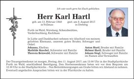Traueranzeige Karl Hartl