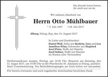Traueranzeige Otto Mühlbauer