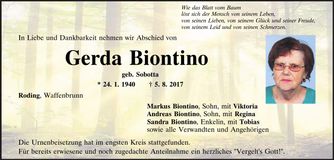 Traueranzeige Gerda Biontino