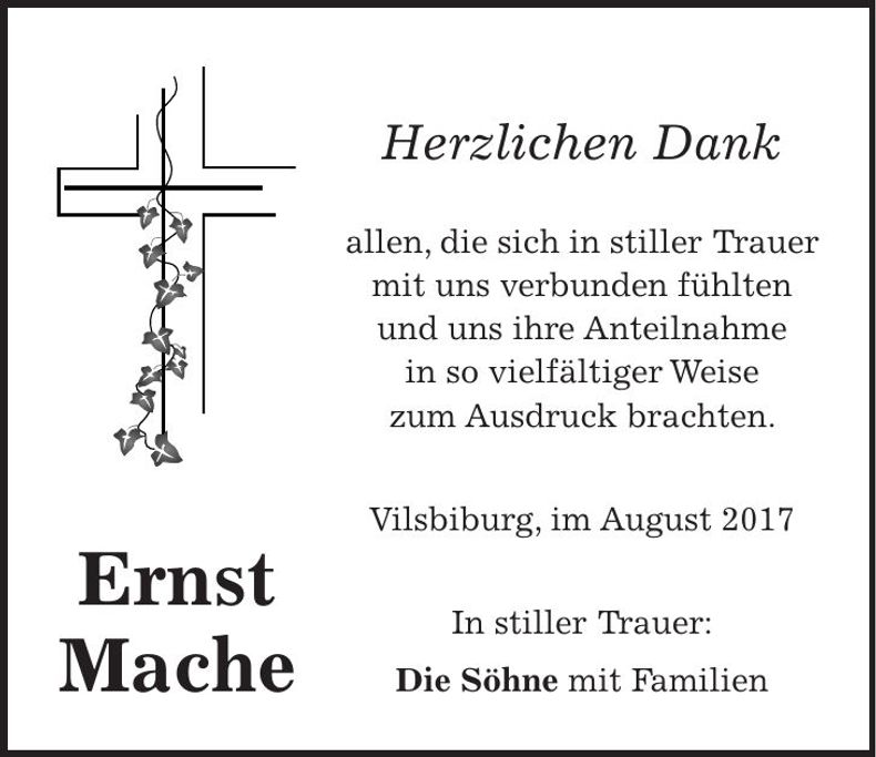 Traueranzeige Ernst Mache