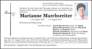 Traueranzeige Marianne Marchsreiter