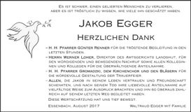 Traueranzeige Jakob Egger