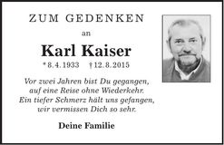 Traueranzeige Karl Kaiser