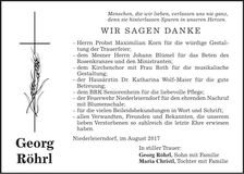 Traueranzeige Georg Röhrl