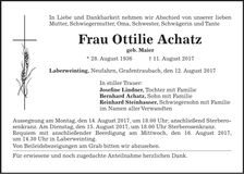 Traueranzeige Ottilie Achatz