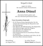 Traueranzeige Anna Dünzl
