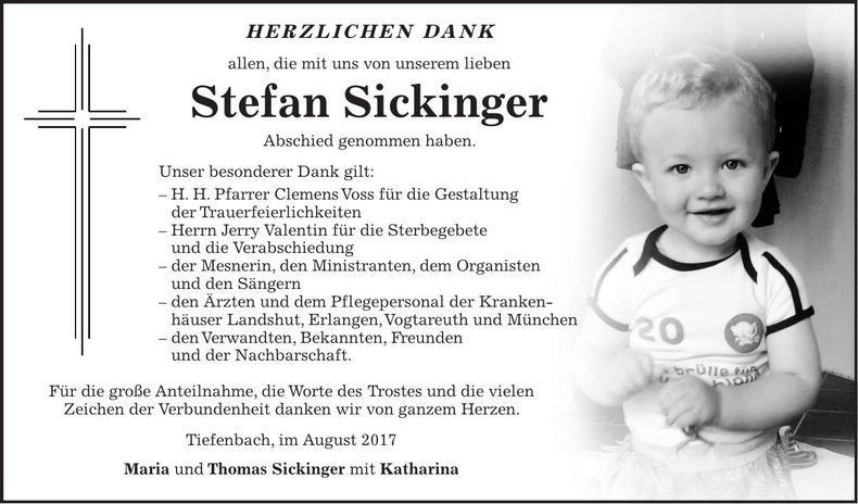 Traueranzeige Stefan Sickinger