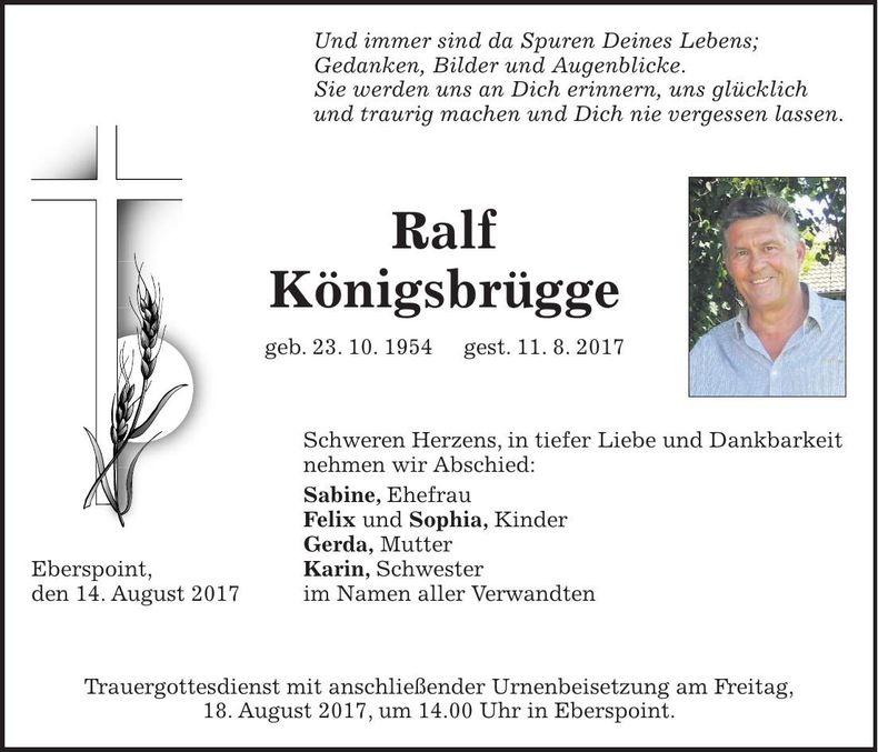 Traueranzeige Ralf Königsbrügge