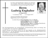 Traueranzeige Ludwig Enghuber