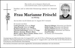 Traueranzeige Marianne Fröschl