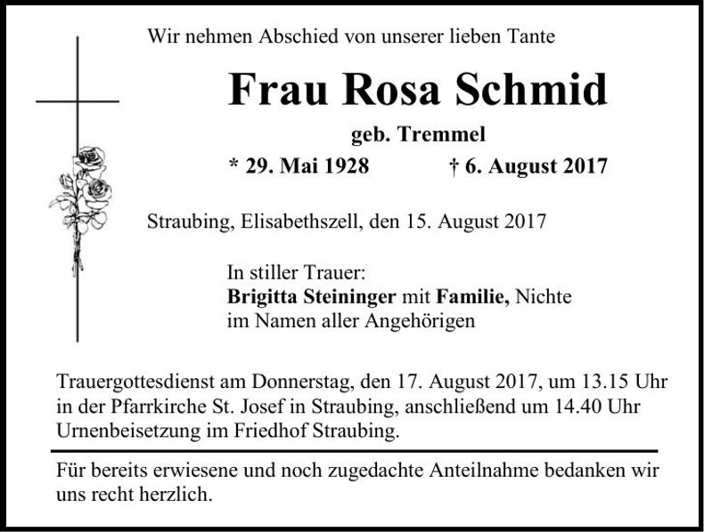 Traueranzeige Rosa Schmid