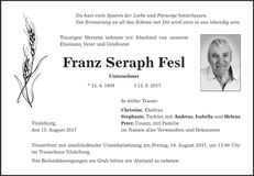 Traueranzeige Franz Fesl