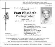 Traueranzeige Elisabeth Fuchsgruber