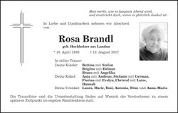 Traueranzeige Rosa Brandl