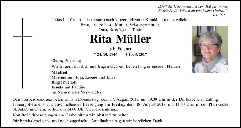 Traueranzeige Rita Müller