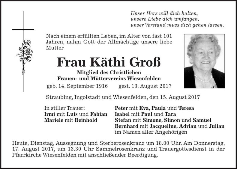 Traueranzeige Käthi Groß