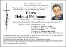 Traueranzeige Helmut Feldmann