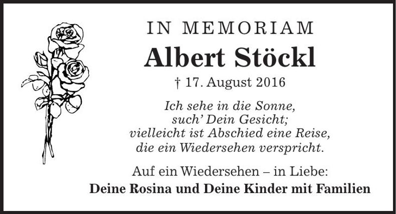 Traueranzeige Albert Stöckl