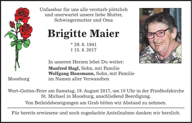 Traueranzeige Brigitte Maier