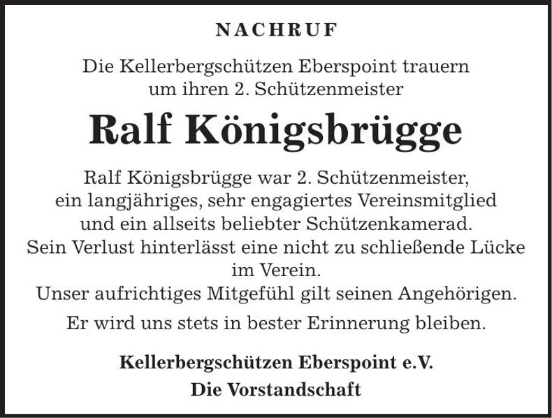 Traueranzeige Ralf Königsbrügge