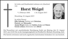 Traueranzeige Horst Weigel